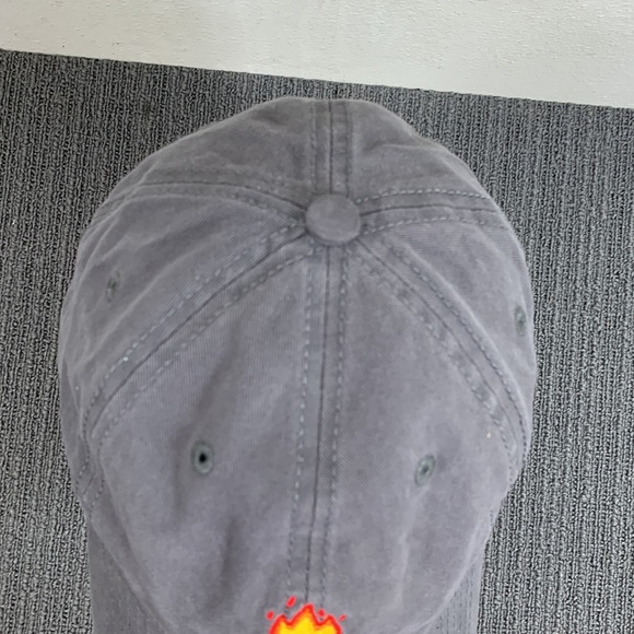 Fire Emoji Baseball Hat Unisex One Size Gray Strapback Cap North & Acrux - Picture 5 of 12